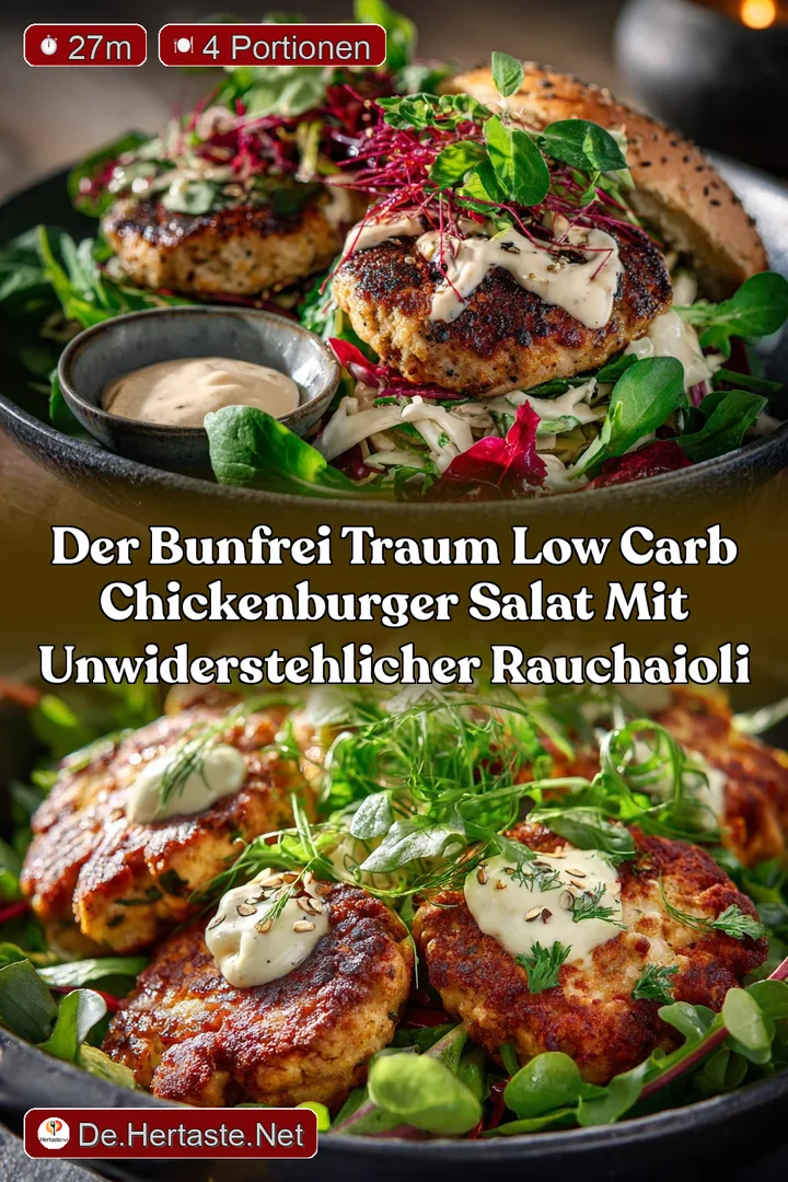 Der BunFrei Traum Low Carb Chickenburger Salat mit unwiderstehlicher RauchAioli