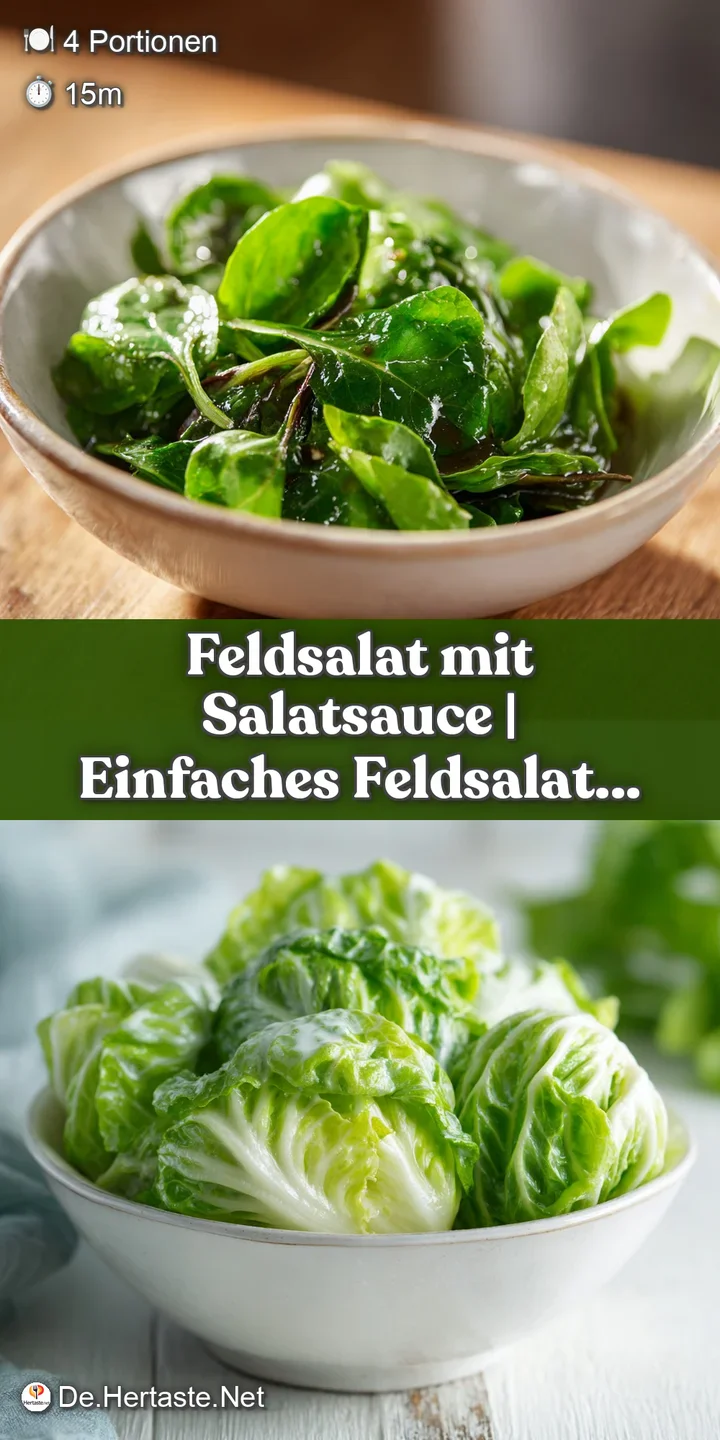 Close-up of fresh, dewy lamb's lettuce leaves glistening with a light, emulsified dressing and flecked with vibrant red be...