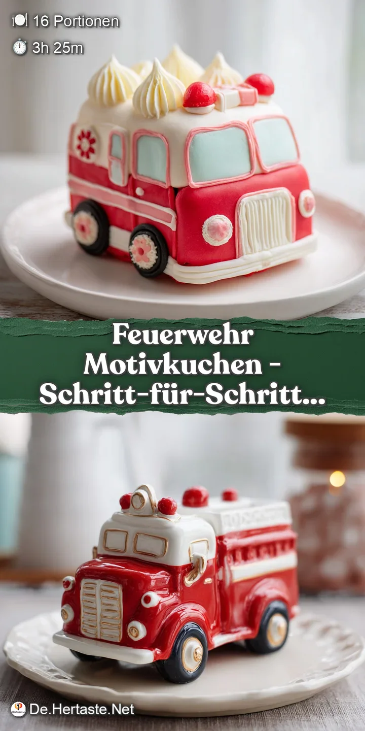 Close-up of the bright red cake's textured frosting, highlighting chocolate wheels and piped windows.