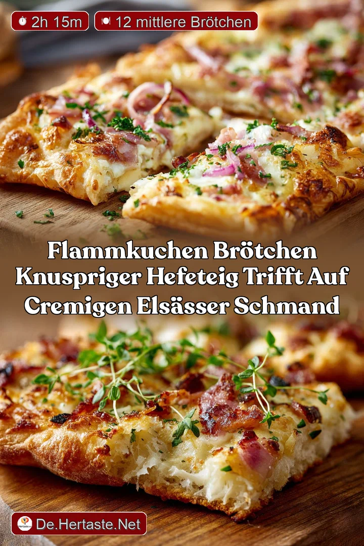 Flammkuchen Br&ouml;tchen Knuspriger Hefeteig trifft auf cremigen Els&auml;sser Schmand