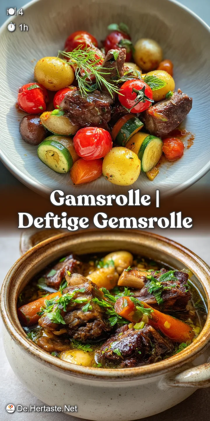 Close-up showcases the intricate marbling and savory textures of sliced Gamsrolle. The creamy white, mixed with deep red m...