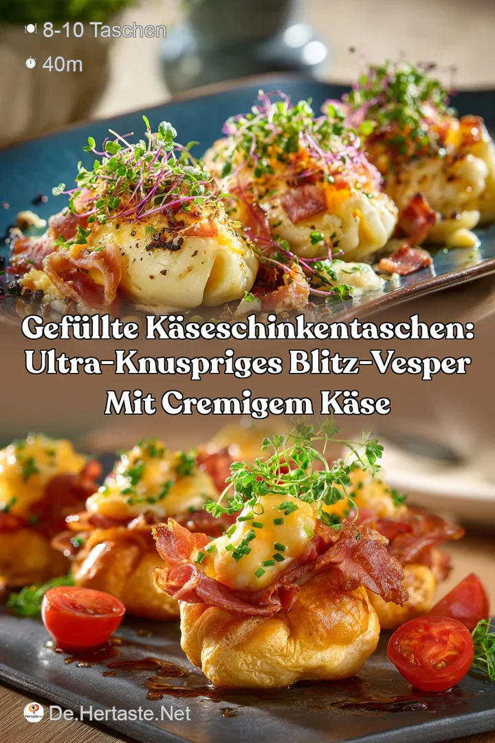Gef&uuml;llte K&auml;seSchinkenTaschen: Ultra-knuspriges Blitz-Vesper mit cremigem K&auml;se