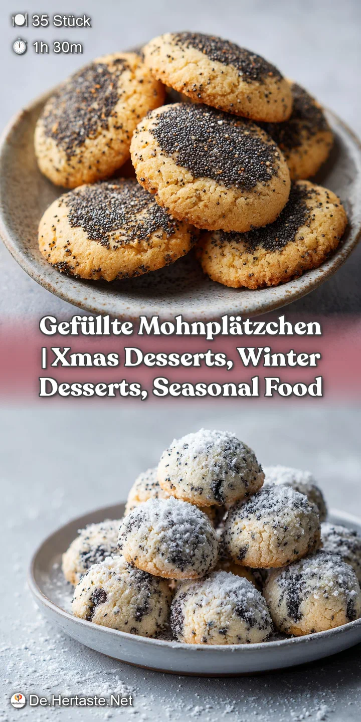 Close-up of a shortbread cookie revealing its tender crumb and a generous, glossy dark poppy seed filling.