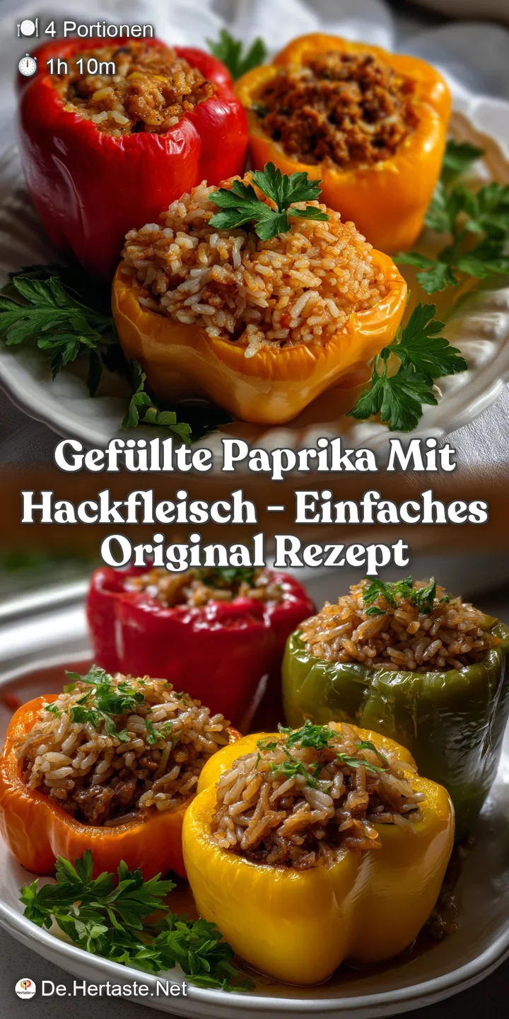 Gef&uuml;llte Paprika mit Hackfleisch - Einfaches Original Rezept