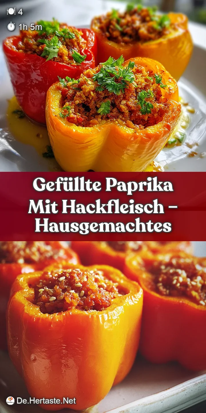 Close-up showcasing a juicy stuffed pepper, filling visible, tomato sauce bubbling, herbs adding a fresh pop of color, ric...