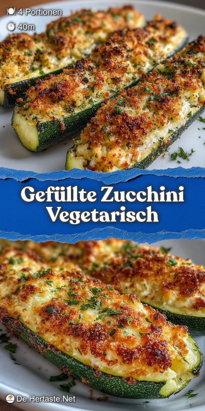 Close-up captures the savory details: tender zucchini skin, and a creamy, herb-flecked filling with browned cheese on top.
