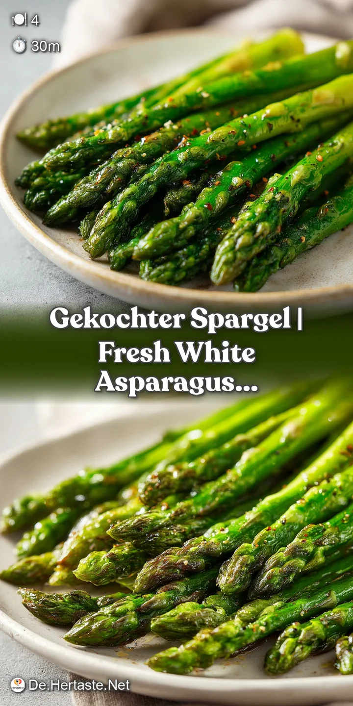 Close-up of perfectly cooked, crisp-tender asparagus spears, their vibrant green hue highlighted by glistening butter.
