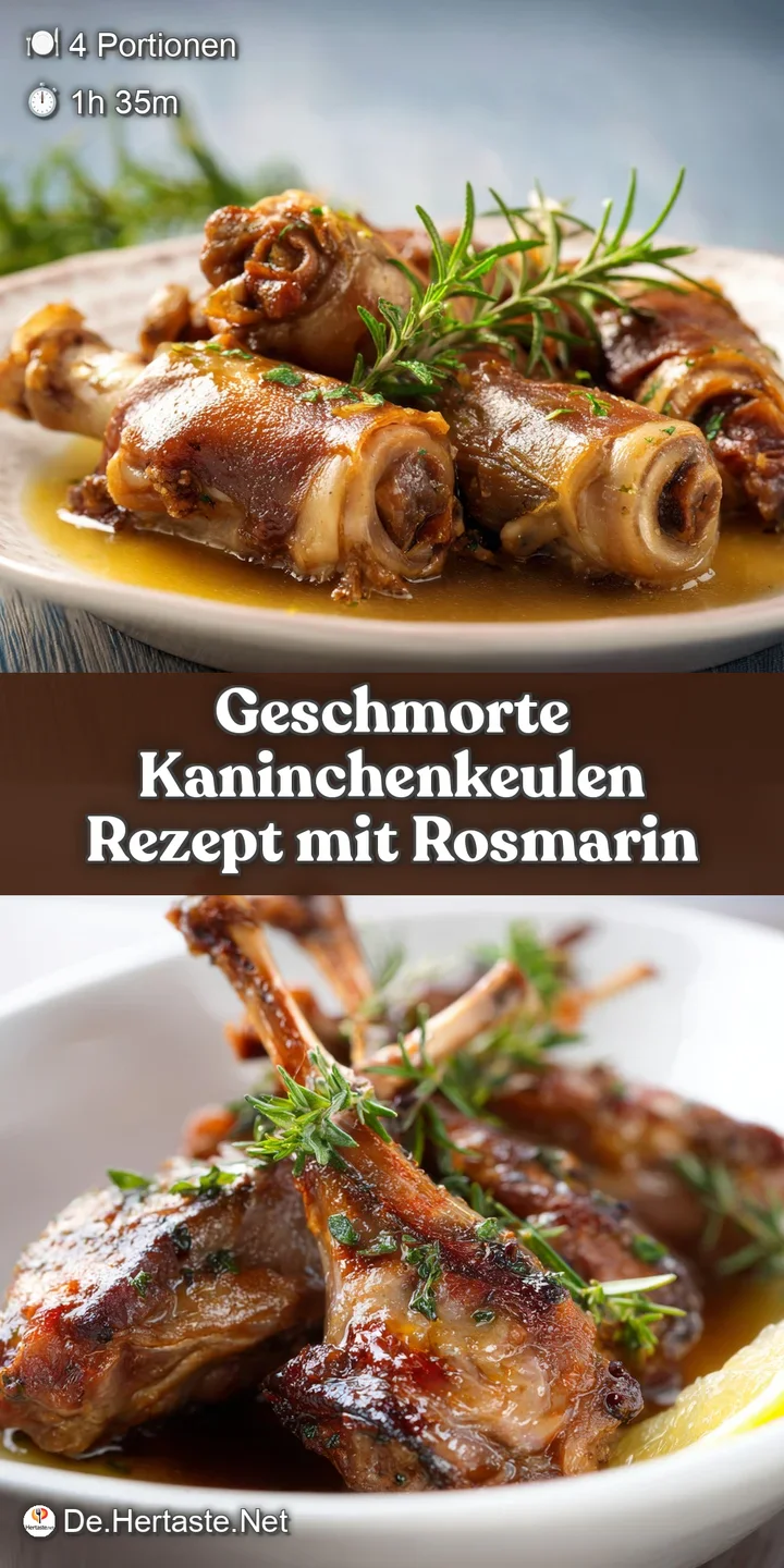 Close-up of succulent rabbit meat falling off the bone, coated in a savory sauce. Hints of herbs and glistening fat visible.