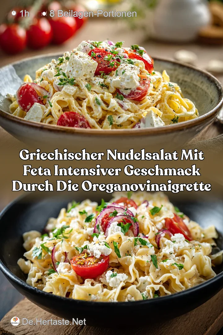 Griechischer Nudelsalat mit Feta Intensiver Geschmack durch die OreganoVinaigrette