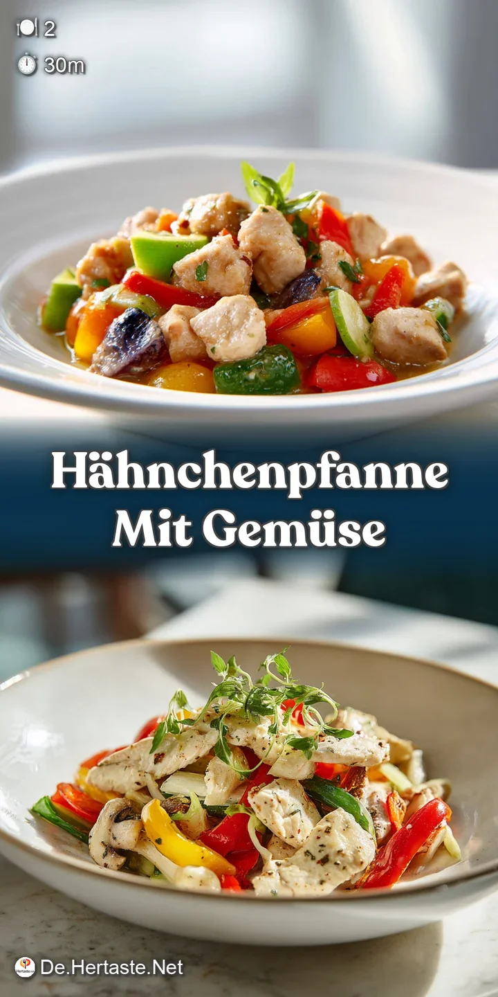 Close-up showcasing the juicy, browned chicken and brightly colored vegetables, glistening with savory sauce, in the pan.