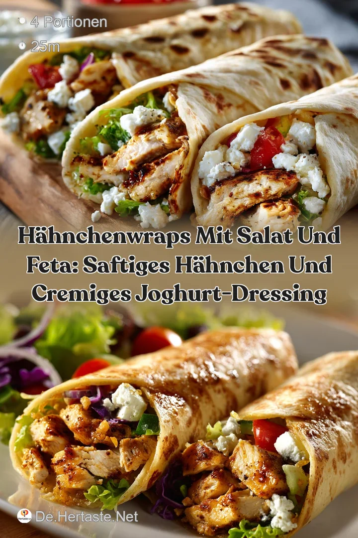H&auml;hnchenWraps mit Salat und Feta: Saftiges H&auml;hnchen und cremiges Joghurt-Dressing
