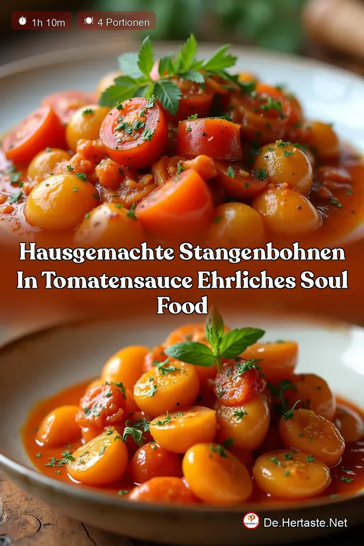 Hausgemachte Stangenbohnen in Tomatensauce Ehrliches Soul Food