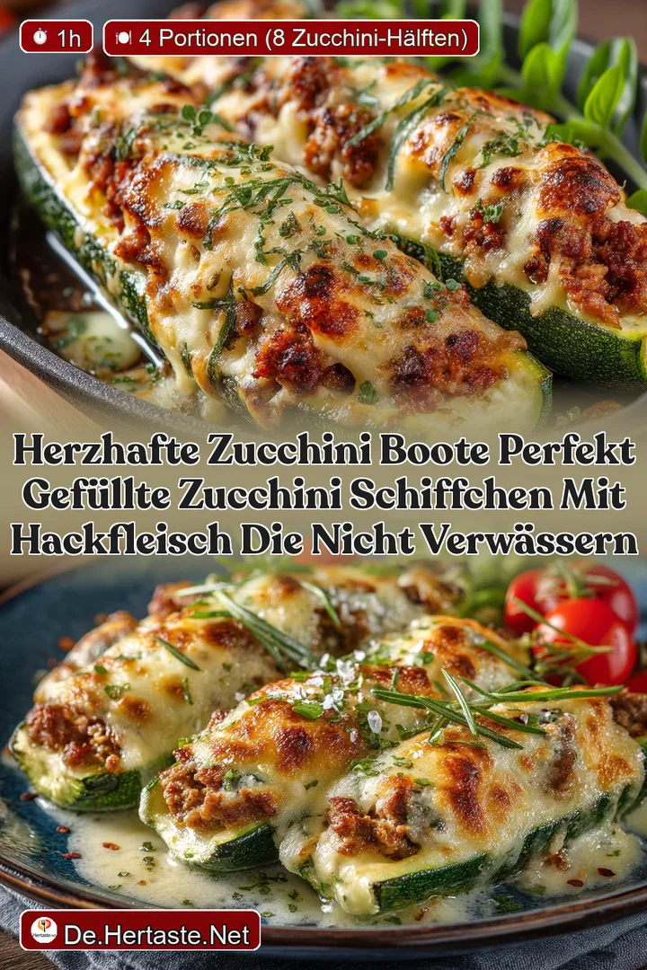Herzhafte Zucchini Boote Perfekt Gef&uuml;llte Zucchini Schiffchen mit Hackfleisch die nicht verw&auml;ssern