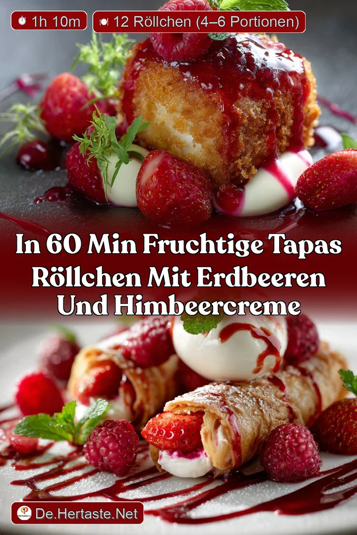 In 60 Min Fruchtige Tapas R&ouml;llchen mit Erdbeeren und Himbeercreme