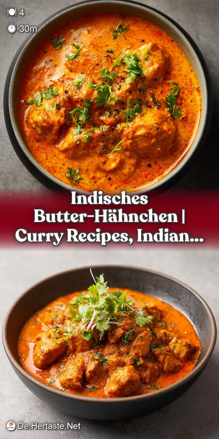 Close-up of succulent chicken pieces in a deep orange, velvety curry sauce, glistening under soft light.