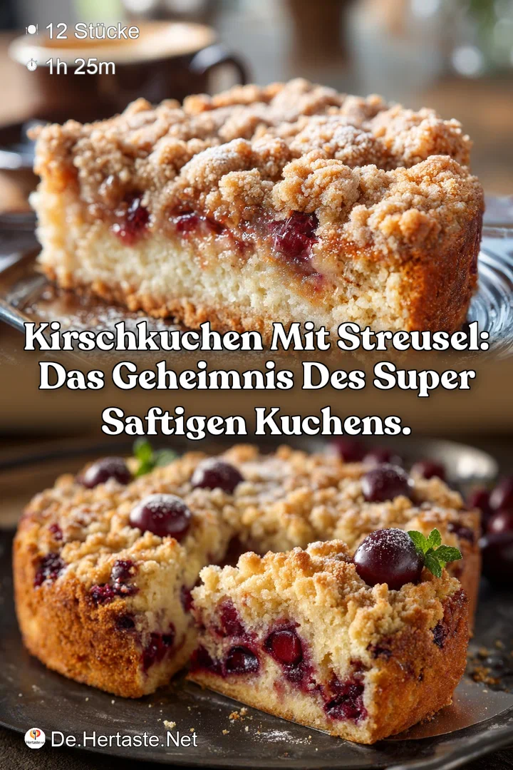 Kirschkuchen mit Streusel: Das Geheimnis des super saftigen Kuchens.