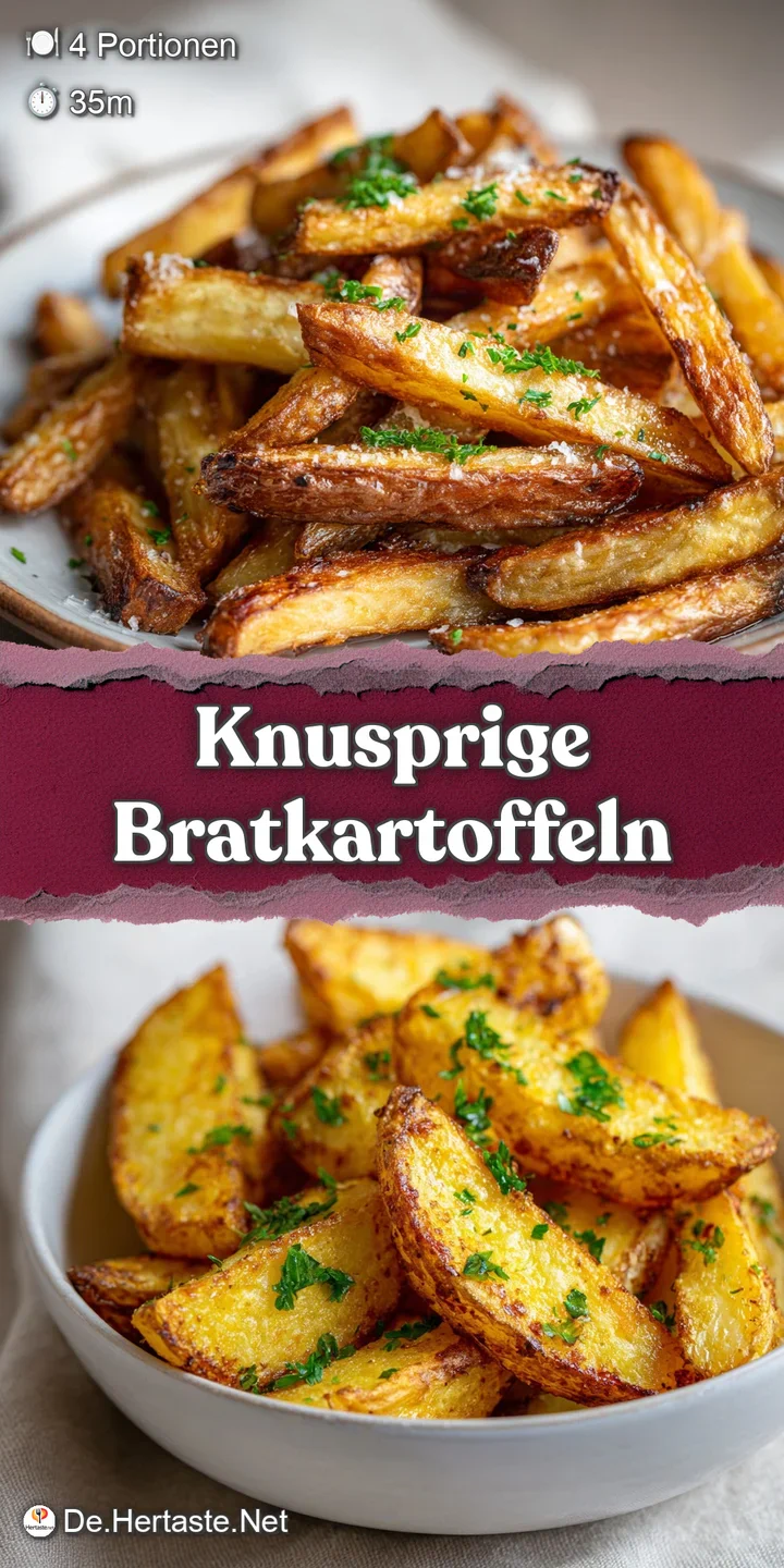 Close-up shows the irresistible crispiness of golden-brown potatoes, glistening with oil and flecked with vibrant green he...