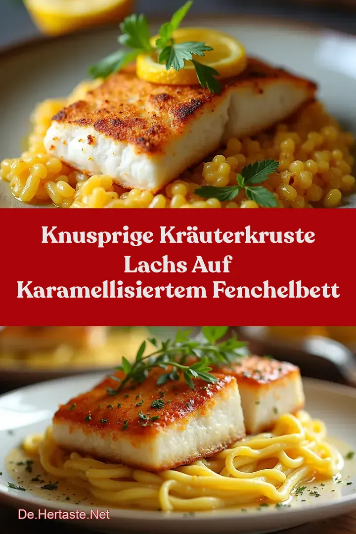 Knusprige Kr&auml;uterkruste Lachs auf Karamellisiertem Fenchelbett