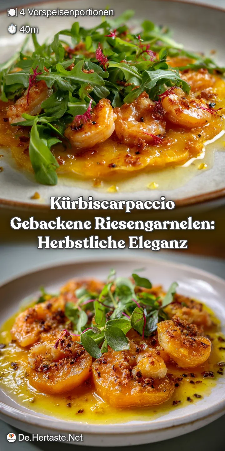 K&uuml;rbisCarpaccio gebackene Riesengarnelen: Herbstliche Eleganz