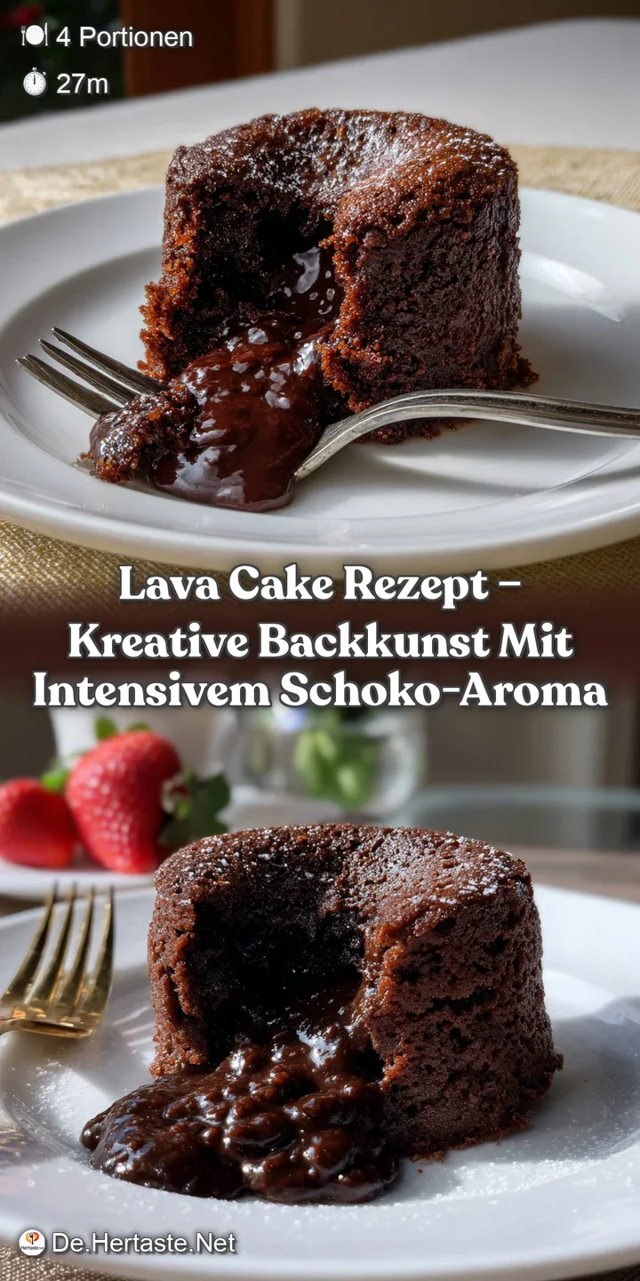 Close-up of a warm lava cake with a flowing, dark chocolate center, contrasting with the slightly firm, textured outer shell.