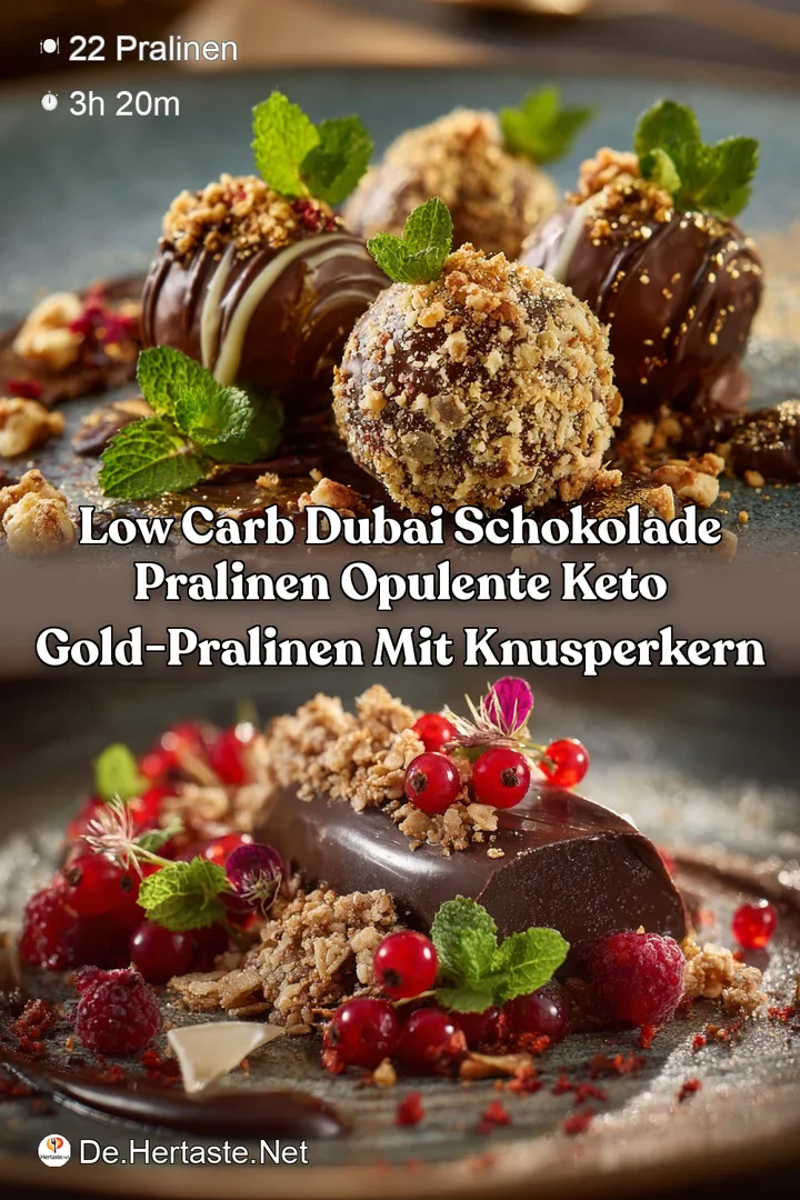 Low Carb Dubai Schokolade Pralinen Opulente Keto Gold-Pralinen mit Knusperkern