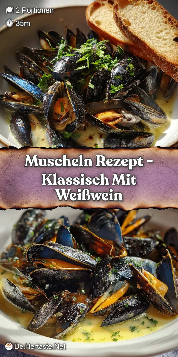 Close-up of glistening mussels bathed in a creamy, aromatic sauce. Fresh herbs and a hint of lemon add brightness and appe...