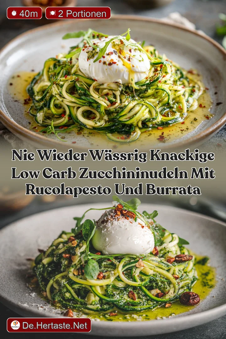 Nie wieder w&auml;ssrig Knackige Low Carb Zucchininudeln mit Rucolapesto und Burrata