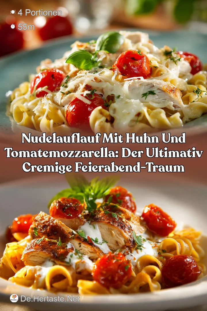 Nudelauflauf mit Huhn und TomateMozzarella: Der ultimativ cremige Feierabend-Traum