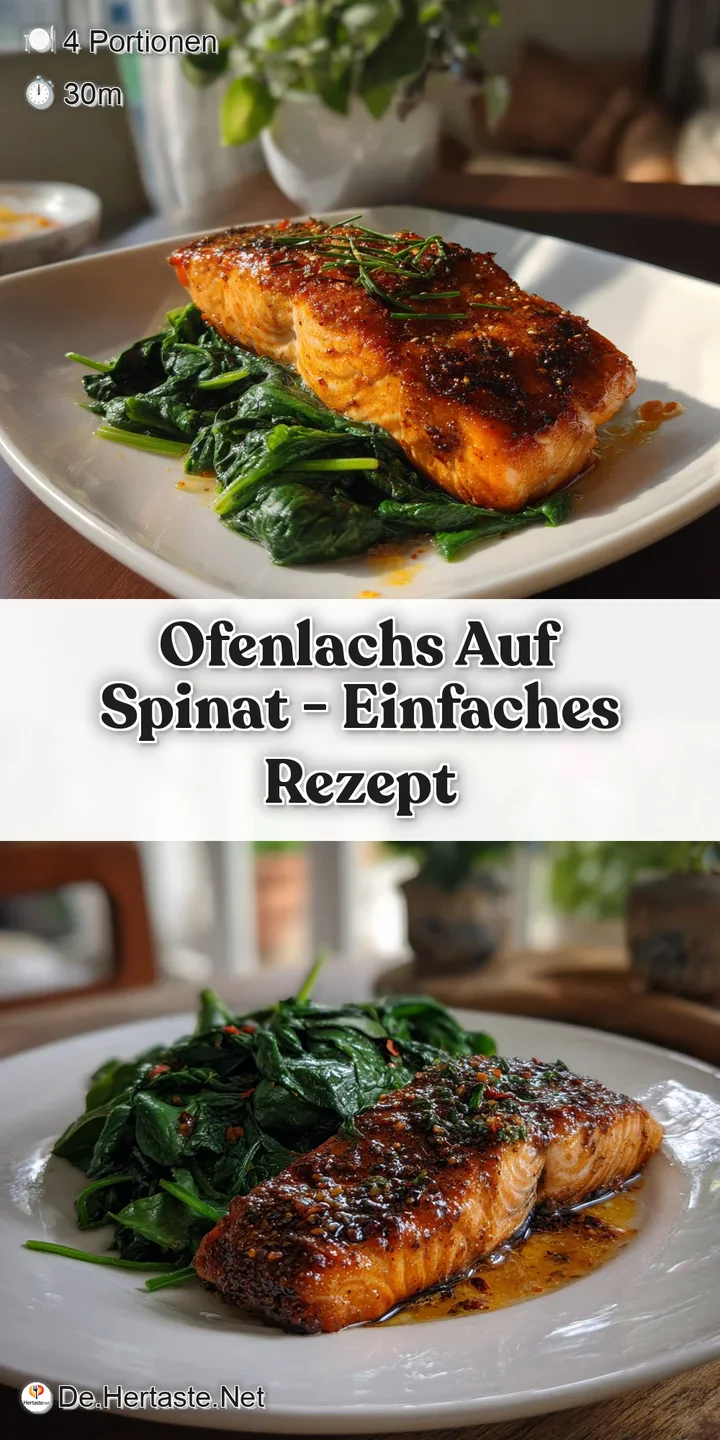 Close-up of salmon with moist, flaky texture. Creamy sauce pools around the fish. Spinach leaves offer a textural contrast...