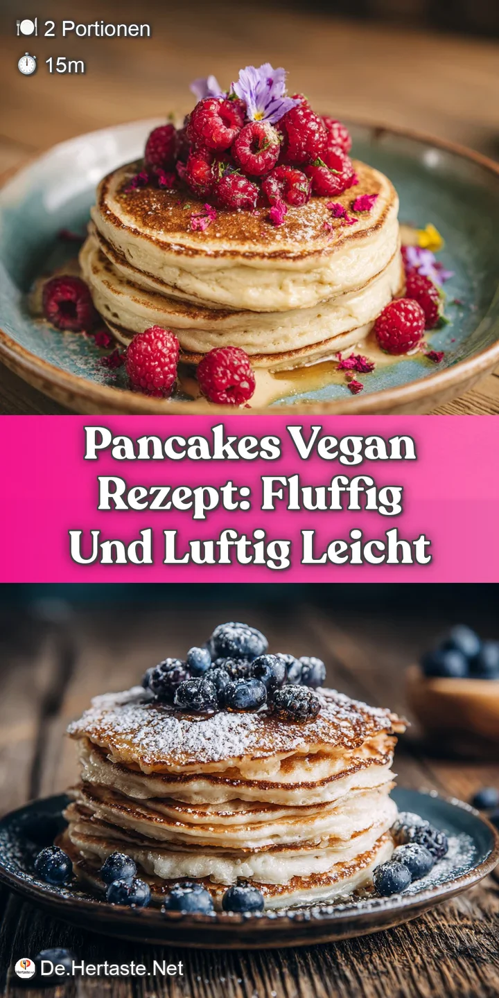Close-up of a soft, airy vegan pancake, showing its delicate texture and inviting golden color, topped with juicy, ripe be...