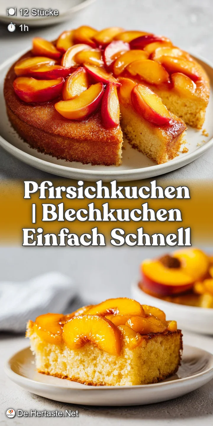 Makroaufnahme von weichen, goldgelben Pfirsichst&uuml;cken auf einem fluffigen Teig mit leicht gl&auml;nzender Oberfl&auml;che.