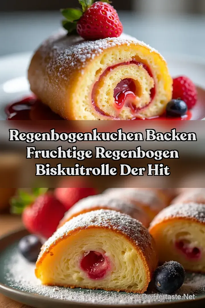 Regenbogenkuchen backen Fruchtige Regenbogen Biskuitrolle der Hit