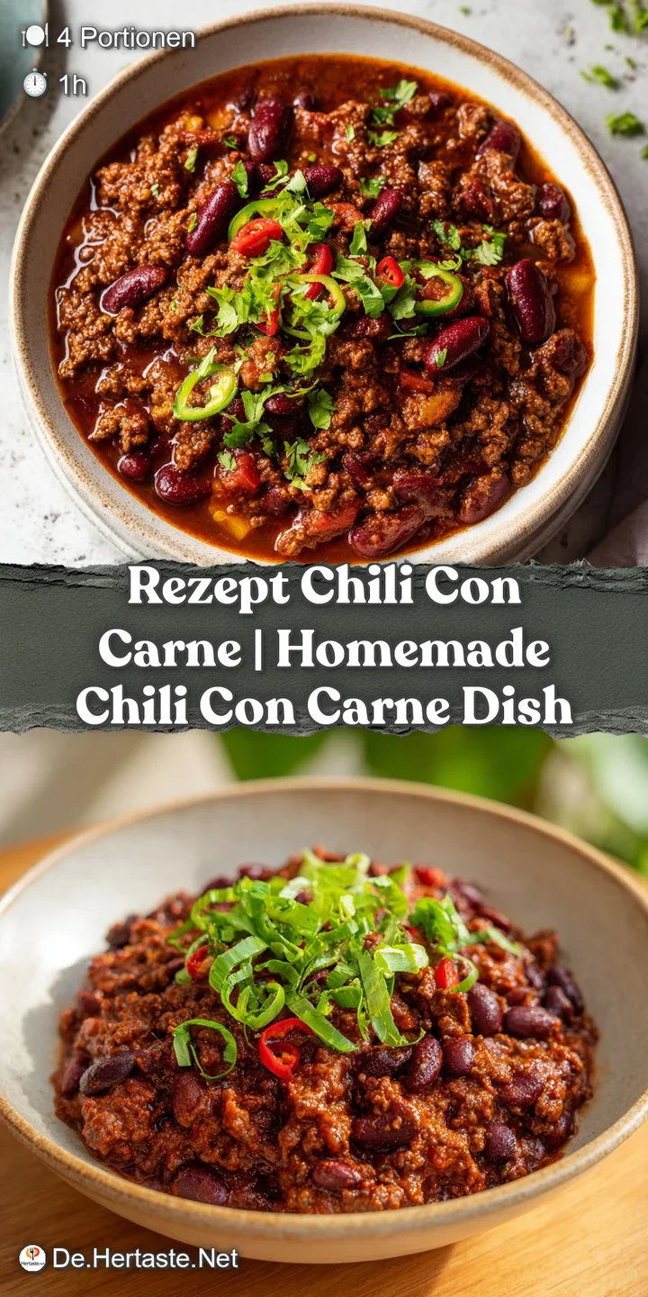 Close-up of chunky red chili with visible beans, a dollop of cool sour cream, and bright green herbs.