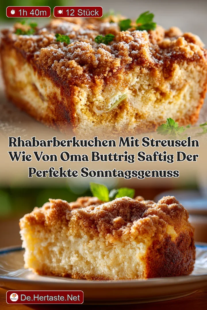 Rhabarberkuchen mit Streuseln wie von Oma Buttrig saftig der perfekte Sonntagsgenuss