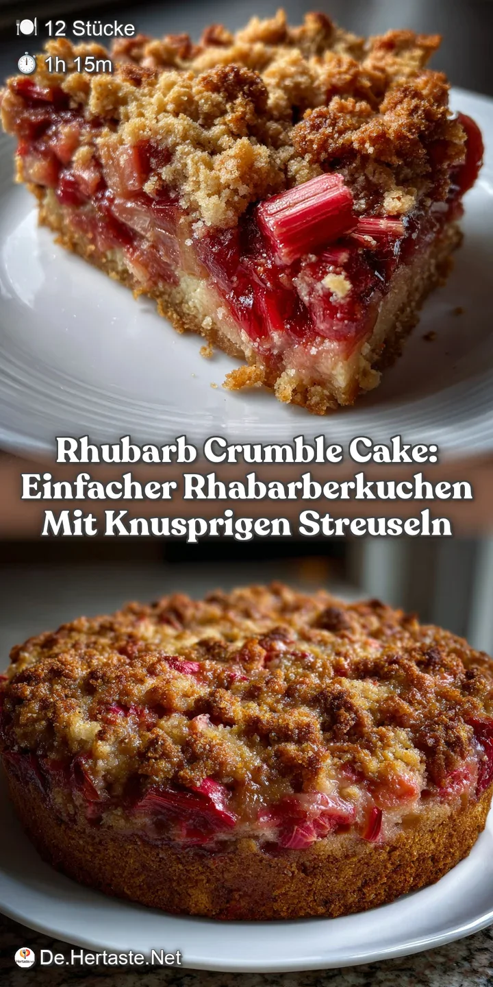 Rhubarb Crumble Cake: Einfacher Rhabarberkuchen mit knusprigen Streuseln