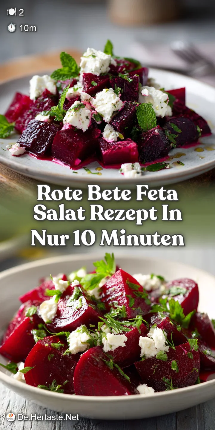 Close-up of juicy, sliced beets, salty feta crumbles, and glistening dressing, hinting at the fresh, earthy flavors of the...