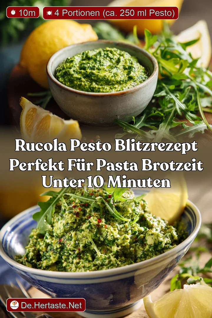 Rucola Pesto Blitzrezept Perfekt f&uuml;r Pasta Brotzeit unter 10 Minuten