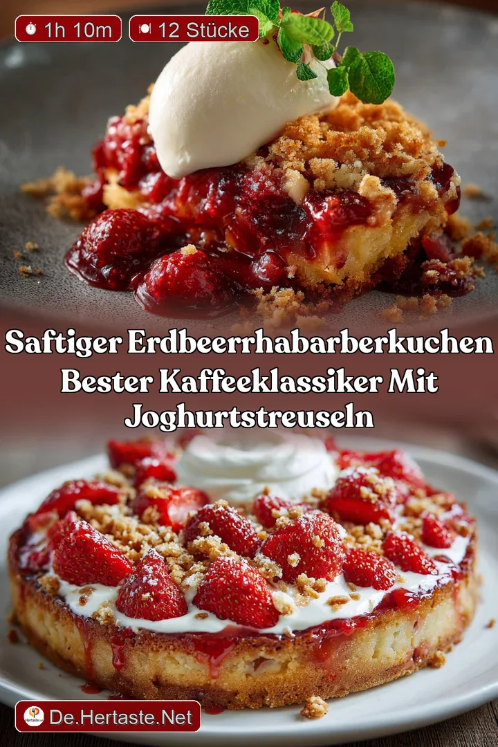 Saftiger ErdbeerRhabarberKuchen Bester Kaffeeklassiker mit JoghurtStreuseln