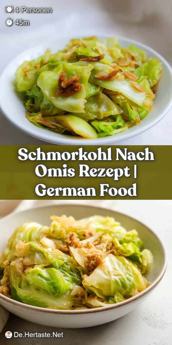 Detailaufnahme von weichen, gl&auml;nzenden Kohlbl&auml;ttern in einer reichhaltigen, dunkelbraunen Sauce, sehr appetitlich.