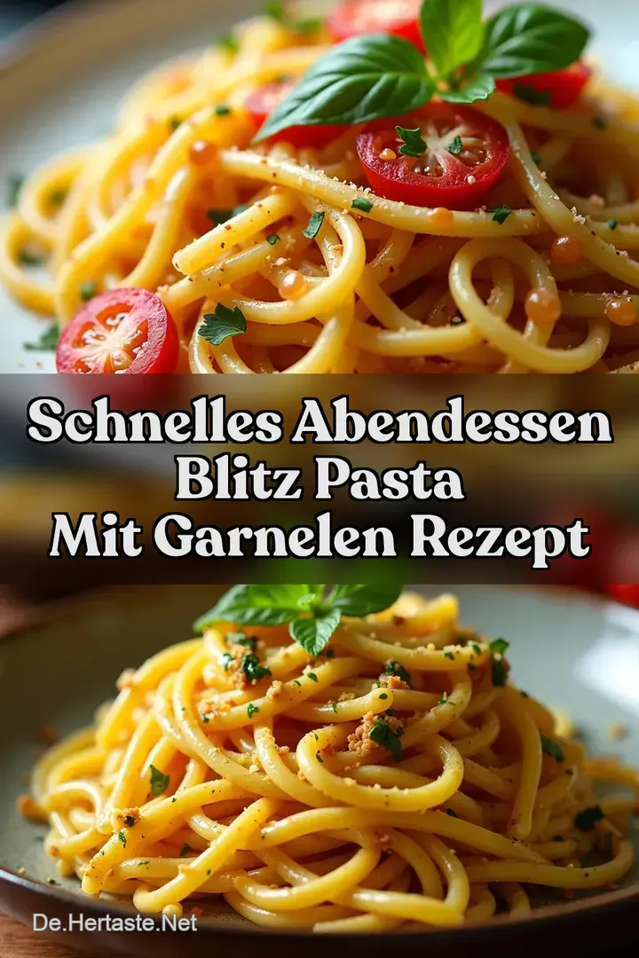 Schnelles Abendessen Blitz Pasta mit Garnelen Rezept