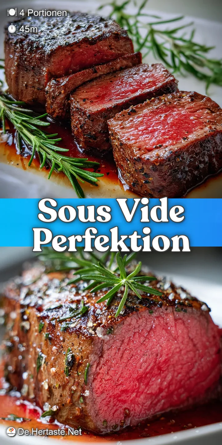 Close-up reveals the juicy, rosy interior of a perfectly cooked beef tenderloin, seasoned with cracked black pepper and fl...