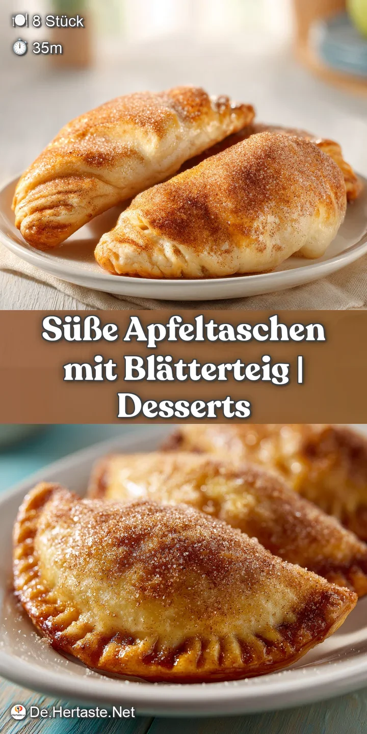 Detailansicht einer knusprigen, goldbraunen Teigschicht mit einer saftigen, hellen Apfelf&uuml;llung und feinem Zucker.