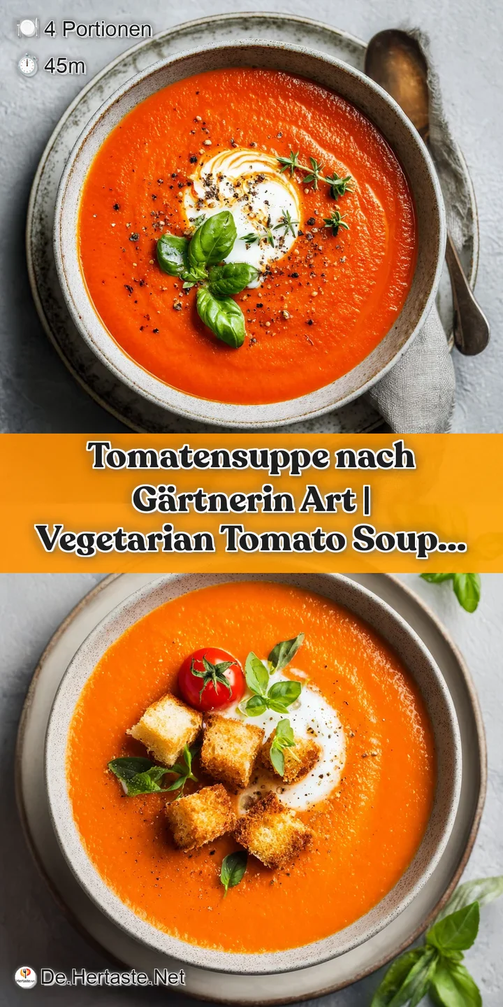 Close-up of a spoonful of smooth, rich tomato soup with visible herb flecks.