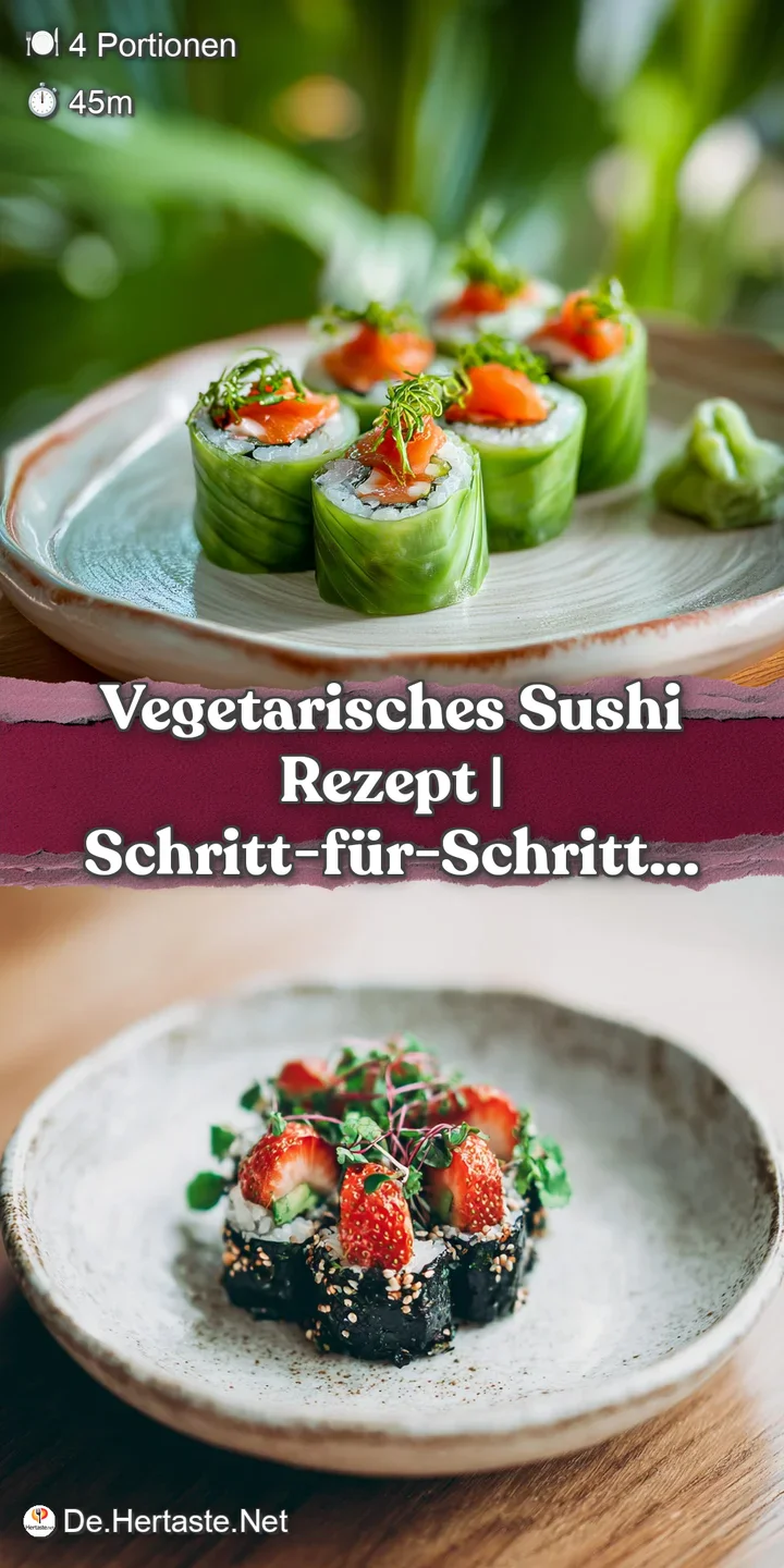 Close-up of fresh vegetarian sushi featuring tightly rolled rice, colorful fillings, and a glistening seaweed wrapper; app...