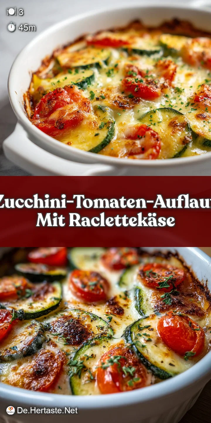 Close-up of melted Raclette cheese, oozing over vibrant zucchini and tomato slices. Golden brown bubbles, rustic baking dish.