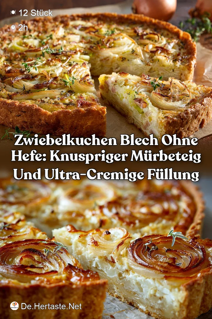 Zwiebelkuchen Blech ohne Hefe: Knuspriger M&uuml;rbeteig und ultra-cremige F&uuml;llung