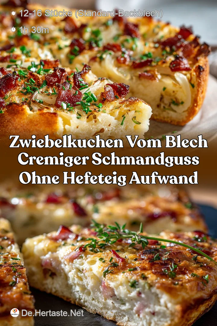 Zwiebelkuchen vom Blech Cremiger SchmandGuss ohne Hefeteig Aufwand