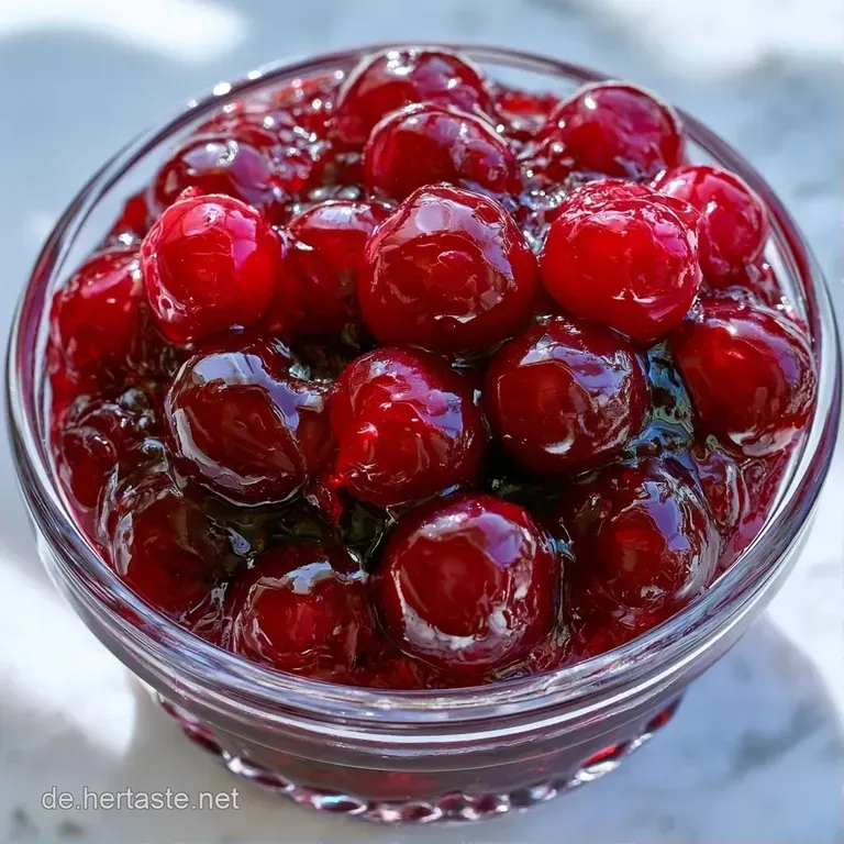 Ein Klecks dunkelroter, gl&auml;nzender Marmelade auf getoastetem Brot, serviert auf einem wei&szlig;en Porzellanteller mit Beeren.