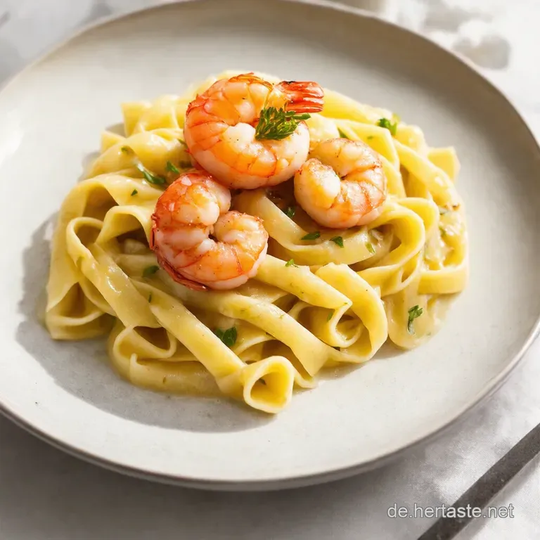 Bella Italia auf dem Teller Cremige Nudeln mit Scampi Knoblauch