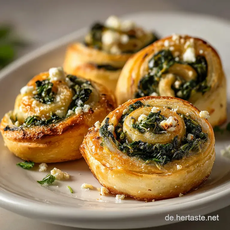 Bl&auml;tterteigschnecken mit Spinat: Herzhaft & Knusprig